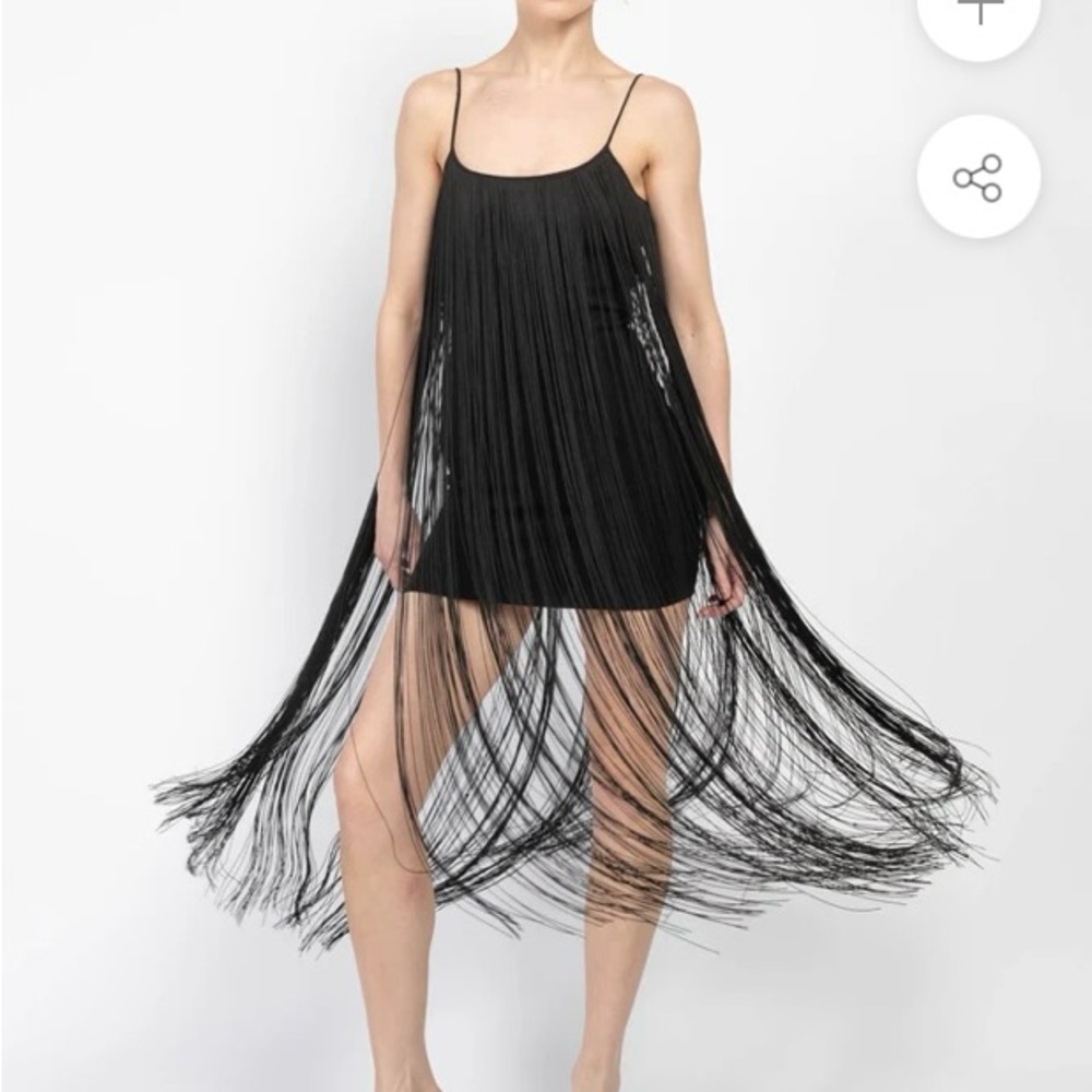 Alexander Wang cami fringe midi dress black XS NWT